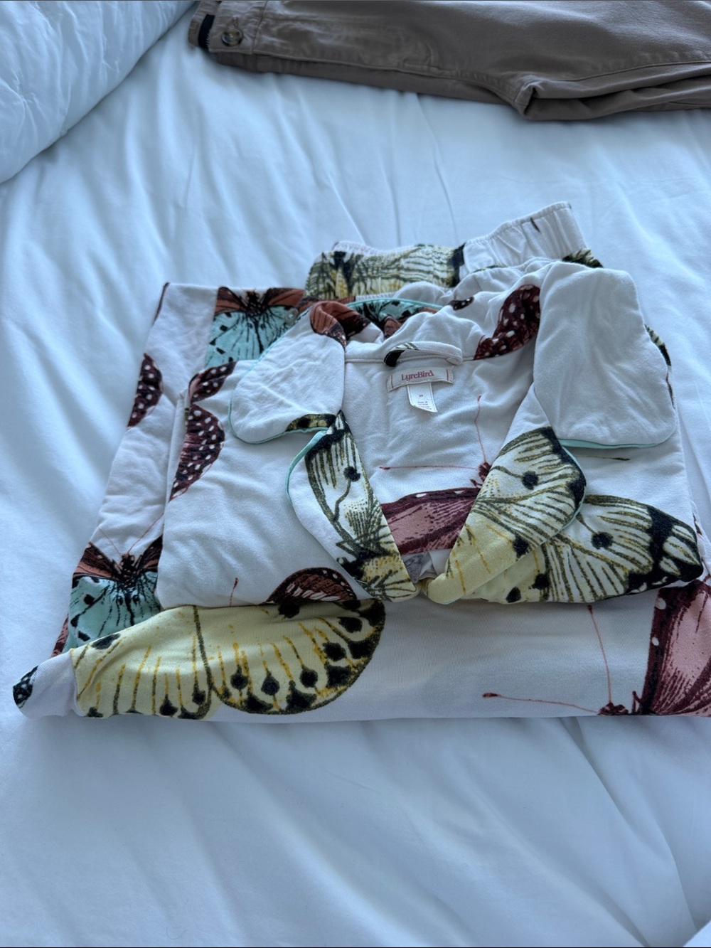 Anthropology Lyrebird Butterfly Print Pajama Set